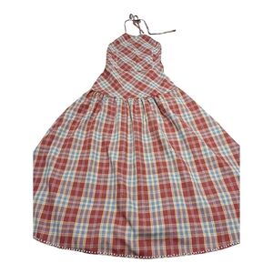 Chic, Plaid, Beaded Halter Dress. Creole Dress, Traditional Creole Pattern Dress
